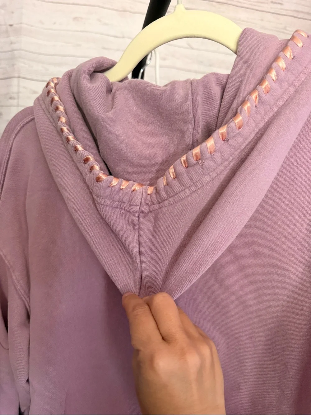 Free People Lilac Embroidered Pullover Hoodie